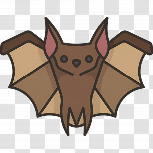 Halloween Bat - Cartoon Bat With Open Wings For Halloween Theme Transparent PNG