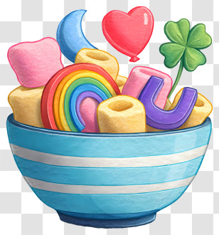 Bowl Of Cereal - Cute Rainbow Cereal Bowl Transparent PNG