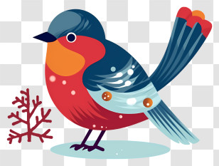 Blue And Red Bird - Colorful Cartoon Bird Illustration Transparent PNG