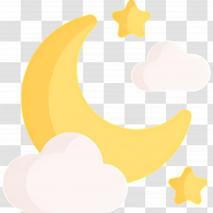 Moon Stars - Crescent Moon And Stars With Clouds Illustration Transparent PNG