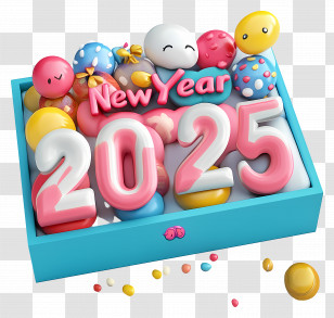 New Year 2025 - Playful 3D New Year 2025 Transparent PNG