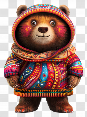 Cute Bear - Cute Bear In Colorful Hoodie Transparent PNG