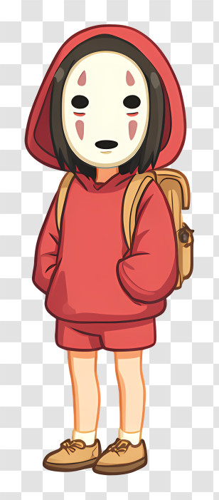 Cute Little Girl - Masked Character In Red Hoodie With Backpack Transparent PNG