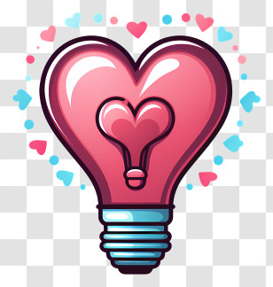Light Bulb With Heart - Heart-Shaped Light Bulb Illustration Transparent PNG