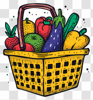 Basket Of Vegetables - Basket Of Fresh Vegetables Illustration Transparent PNG