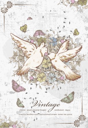 Wedding Invitation Lovebird Vintage Illustration - Hand-painted Pattern Pigeon Transparent PNG