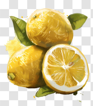 Lemons - Illustration Of Fresh Yellow Lemons Transparent PNG
