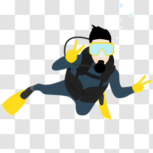 1 Diving - Cartoon Scuba Diver Underwater Transparent PNG