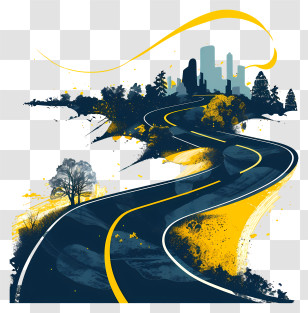 Cartoon Road - Winding Road Leading To City Transparent PNG