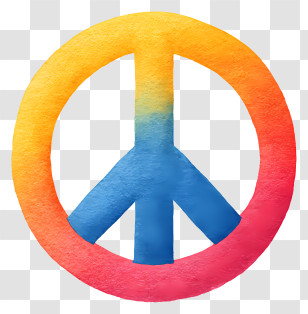 Watercolor Peace Symbol - Colorful Gradient Peace Symbol Transparent PNG