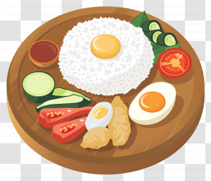 Nasi Lemak - Plate Of Rice And Side Dishes Transparent PNG