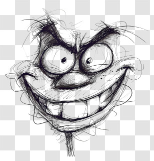 Emoji - Crazy Cartoon Face Sketch Transparent PNG