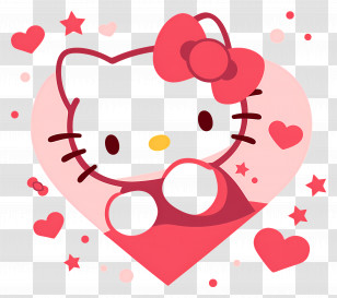 Hello Kitty - Kitty Character In Pink Heart Background Transparent PNG