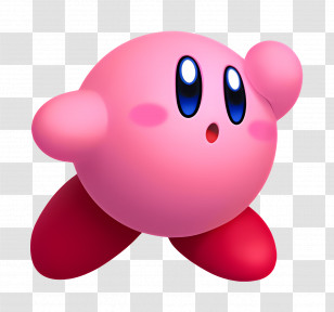 Kirby - Pink Cartoon Character In Jumping Pose Transparent PNG