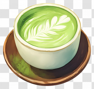 Matcha Milk Tea - Creamy Green Matcha Latte With Artistic Foam Transparent PNG