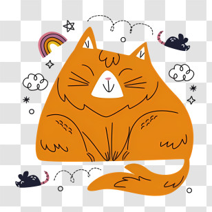 Cat - Happy Orange Cat Cartoon Illustration Transparent PNG