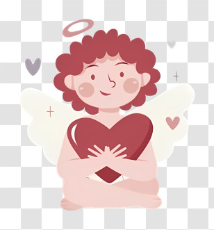 Cartoon Cupid - Angel Holding Heart Transparent PNG