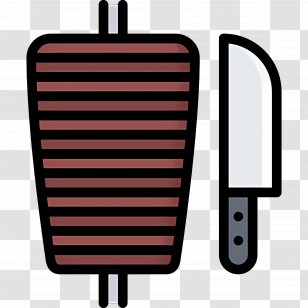 Shawarma Meat - Grilled Meat Kebab With Knife Transparent PNG