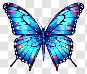 Blue Butterfly - Blue Glowing Butterfly Illustration Transparent PNG