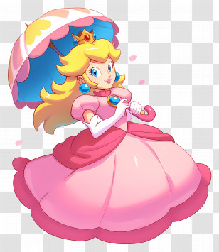 Princess Peach - Fairytale Princess Holding An Umbrella Transparent PNG