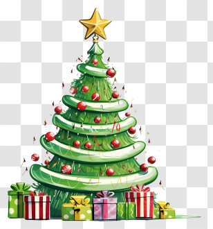 Christmas Tree - Christmas Tree With Colorful Gifts Transparent PNG