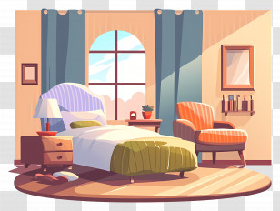 Bed Room - Cozy Bedroom Illustration Transparent PNG