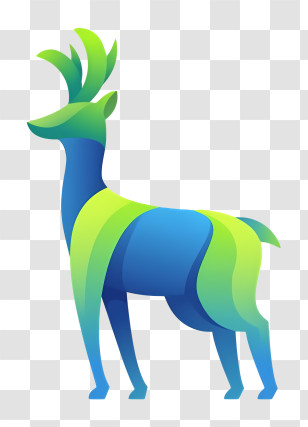 Blue And Green Deer - Colorful Abstract Deer Illustration Transparent PNG
