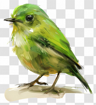Green Bird - Green Bird Illustration In Artistic Style Transparent PNG