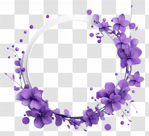 Circle Frame - Purple Floral Wreath Decoration Transparent PNG