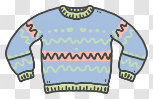 Sweater - Blue And Pink Knitted Sweater With Patterns Transparent PNG