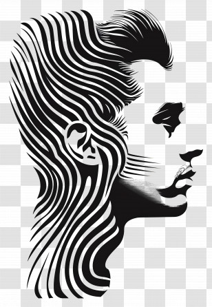 Face Man Silhouette - Abstract Black And White Face Art Transparent PNG