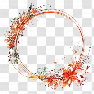 Wedding Circle Frame - Orange Floral Circle Decoration Transparent PNG