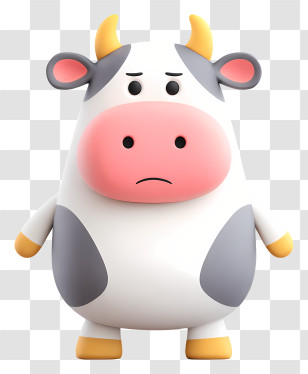 Cartoon Milk Cow - Chubby Sad Cartoon Cow Transparent PNG