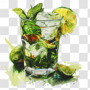Mojito Day - Refreshing Mojito Drink With Lime & Mint Transparent PNG