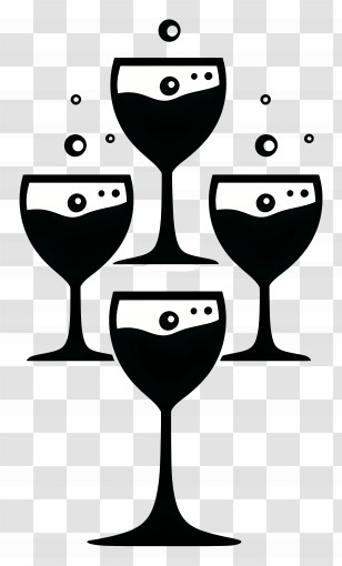 Champagne - Silhouette Of Wine Glasses Transparent PNG