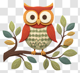 Owl On Tree - Owl Sitting On A Branch Transparent PNG