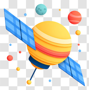 Space Satellite - Yellow Satellite With Blue Panels In Space Transparent PNG