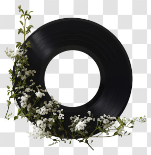 Vinyl Record - Vinyl Record Decorated With Flowers Transparent PNG