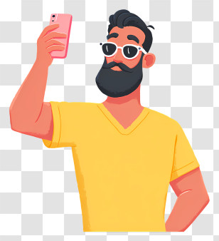 Man Taking A Selfie - Bearded Man Taking A Selfie Transparent PNG
