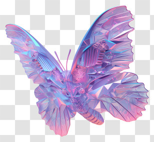 Futuristic Aesthetic - Crystal Butterfly With Artistic Shimmer Transparent PNG