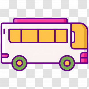School Bus - Colorful Toy Bus In Cartoon Style Transparent PNG