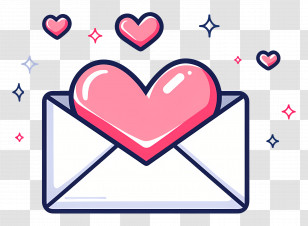 Love Mail - Love Letter With A Big Heart Design Transparent PNG