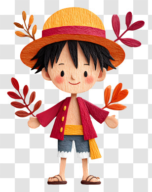 Thanksgiving Luffy - Cheerful Boy With Straw Hat Transparent PNG