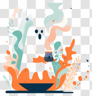 Ghost Stirring Potion - Colorful Abstract Art Transparent PNG