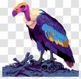 Cartoon Vulture - Colorful Vulture On Bones Transparent PNG
