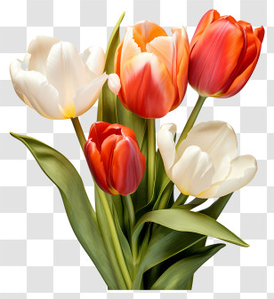 Multicolored Paints Tulips Bouquet - Beautiful Tulip Flowers Illustration Transparent PNG