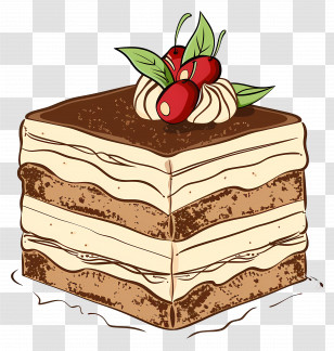 Tiramisu Cake - Tiramisu Dessert Slice Illustration Transparent PNG