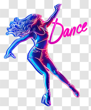 International Dance Day - Neon Dancing Silhouette Transparent PNG