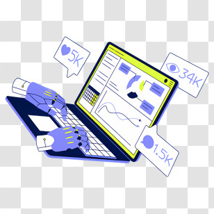 Health - Robot Analyzing Data On Laptop Transparent PNG