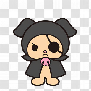 Kuromi - Cute Cartoon Character With Eyepatch And Cape Transparent PNG